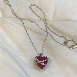 SALE!! 925 silver with ruby heart & diamonds